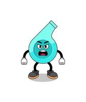 whistle cartoon illustration with angry expression vector