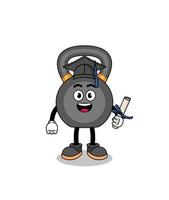 kettlebell mascot with graduation pose vector