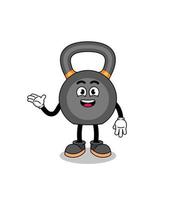kettlebell cartoon with welcome pose vector