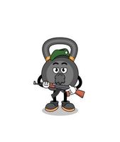 Character cartoon of kettlebell as a special force vector