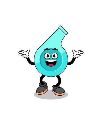 whistle cartoon searching with happy gesture
