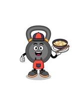 Illustration of kettlebell as an asian chef vector