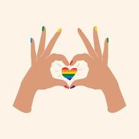 manos que muestran el corazón lgbt. vector en estilo de dibujos animados. todos los elementos están aislados