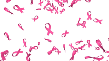 Breast Cancer Awareness Ribbon Isolated Falling Effect, 3D Rendering, png