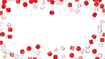 3D Dice White and Red Combination Isolated on All Sides, 3D Rendering png