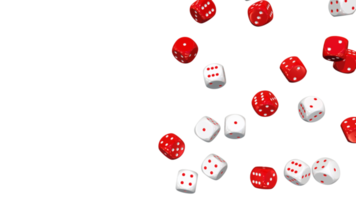 3D Dice White and Red Combination Isolated on Right Sides, 3D Rendering png