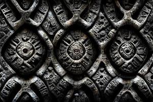 ancient aztec stone wall carving texture and background, neural network generated art photo