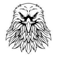 vector illustration Front view of the eagle's head in an upright position stalking its prey black and white design