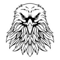 vector illustration Front view of the eagle's head in an upright position stalking its prey black and white design