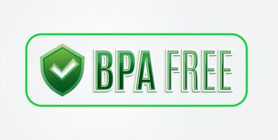 insignia de logotipo de etiqueta libre de bpa verde cuadrada redonda con icono de escudo vector