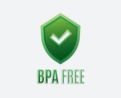 insignia de logotipo libre de bpa verde con texto e icono de escudo vector