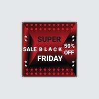 Super venta de viernes negro. diseño negro realista diseño minimalista moderno con tipografía en blanco y negro. sitio web de encabezado de banner de venta abstracta. ilustración vectorial vector