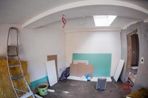 interior of construction site with white drywall photo