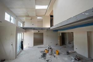 interior of construction site with scaffolding photo