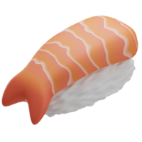 ícone japonês de camarão de sushi, ilustração 3d png