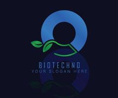 Biotech logo with herbal leaf letter O. Herbal logo vecktor template. medical herbal logo. vector