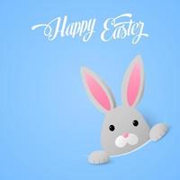 Cute Easter Bunny on blue background vector