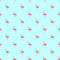 Seamless pattern of pink flamingos and palm trees on a green background vector