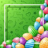 Collection of easter egg colorful with frame empty for text on cute doodle background vector