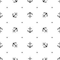 Seamless pattern with icons of anchors on a white background vector