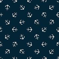 Seamless pattern with icons of anchors on a blue background vector