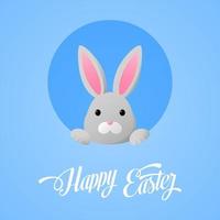 lindo conejito de pascua sobre fondo azul vector