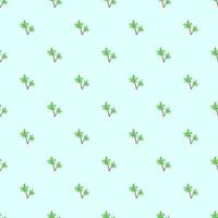 Seamless pattern with icons of palm trees isolated on green background vector