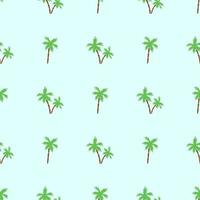 Seamless pattern with icons of palm trees isolated on green background vector