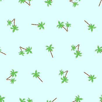 Seamless pattern with icons of palm trees isolated on green background vector