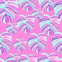 Monstera leaf tropical seamless pattern. palm leaves endless background. Botanical wallpaper. vector