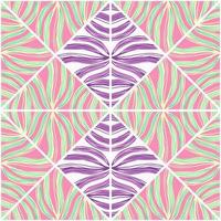 Contoured foliage mosaic seamless pattern. Abstract palm leaves tile. vector