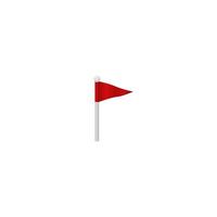 Red flag. Festival colorful symbol with flying pennant map pointer navigate decoration graphic marker distance color party celebration with triangular vector design.