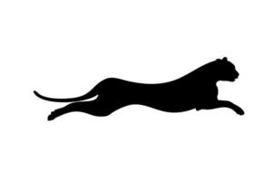 Silhouette of the Jumping Wild Cat, Tiger, Leopard, Panther, Cheetah, Jaguar and Big Cat Family, for Logo, Pictogram, Website, or Graphic Design Element. Vector Illustration