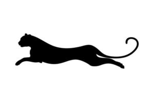 Silhouette of the Jumping Wild Cat, Tiger, Leopard, Panther, Cheetah, Jaguar and Big Cat Family, for Logo, Pictogram, Website, or Graphic Design Element. Vector Illustration