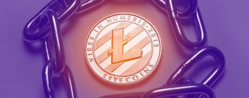 primer plano de la moneda criptográfica litecoin foto