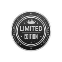 Limited edition silver badge with laurel and crown vector