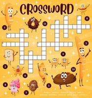 Cartoon bakery dessert characters crossword puzzle