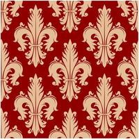 Victorian seamless fleur-de-lis red pattern vector