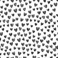 Romantic seamless pattern with doodle freehand hearts. vector