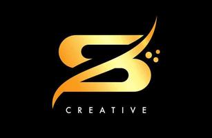diseño de logotipo de letra s dorada con elegante swoosh creativo y vector de puntos
