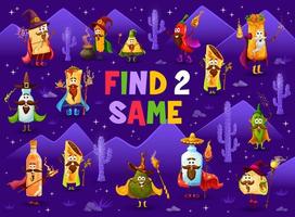 Find two same Mexican food wizard characters, game vector