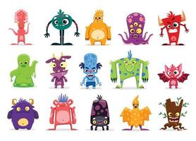 Cartoon monster characters, alien, Halloween beast vector