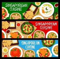 Singaporean cuisine restaurant dishes banners vector