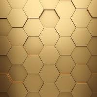 fondo de textura hexagonal de oro futurista. representación 3d foto