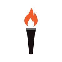 Fire torch with flame flat icons set. Collection of symbol flaming, illustration vector