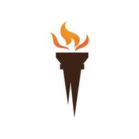 Fire torch with flame flat icons set. Collection of symbol flaming, illustration vector