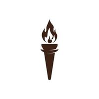 Fire torch with flame flat icons set. Collection of symbol flaming, illustration vector