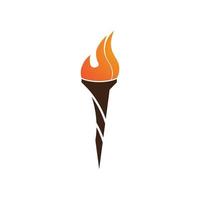 Fire torch with flame flat icons set. Collection of symbol flaming, illustration vector