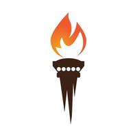 Fire torch with flame flat icons set. Collection of symbol flaming, illustration vector