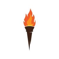 Fire torch with flame flat icons set. Collection of symbol flaming, illustration vector